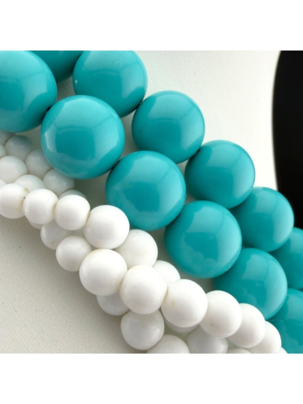 Vintage Set of 2 Beaded Necklaces White Napier Aqua Blue Multi Strand 16 inches - Picture 12 of 13